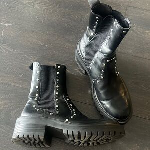 Zara Black Studded Chelsea Booties